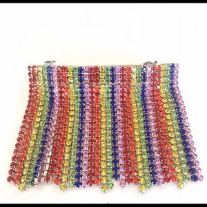 New Rhinestone Rainbow dangling hair clip